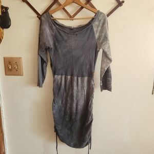 Boutique Tie-Dye Long Sleeve Bodycon Mini Dress Long Sleeve Blue-Gray Medium